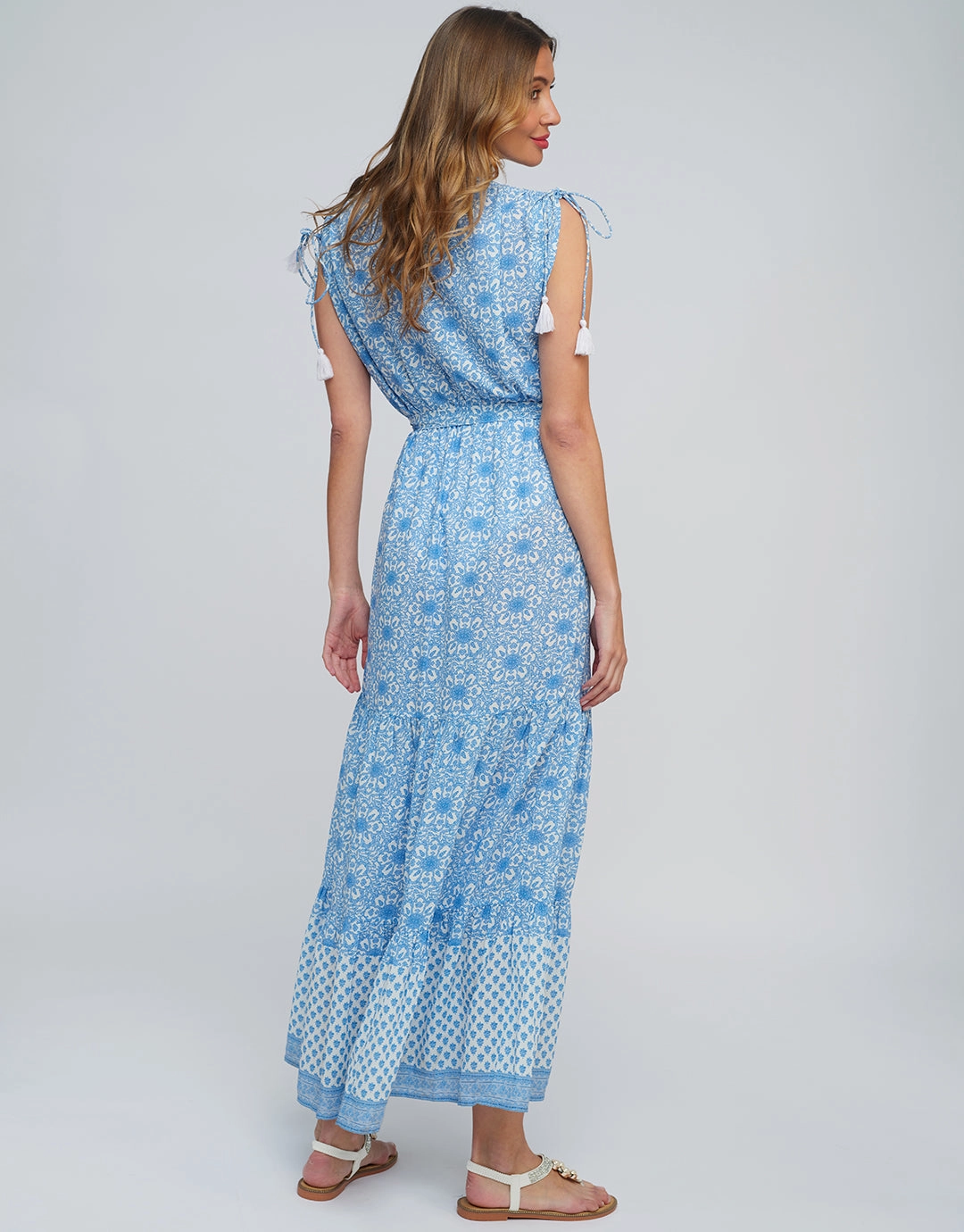 Maya Maxi Dress - Blue and White