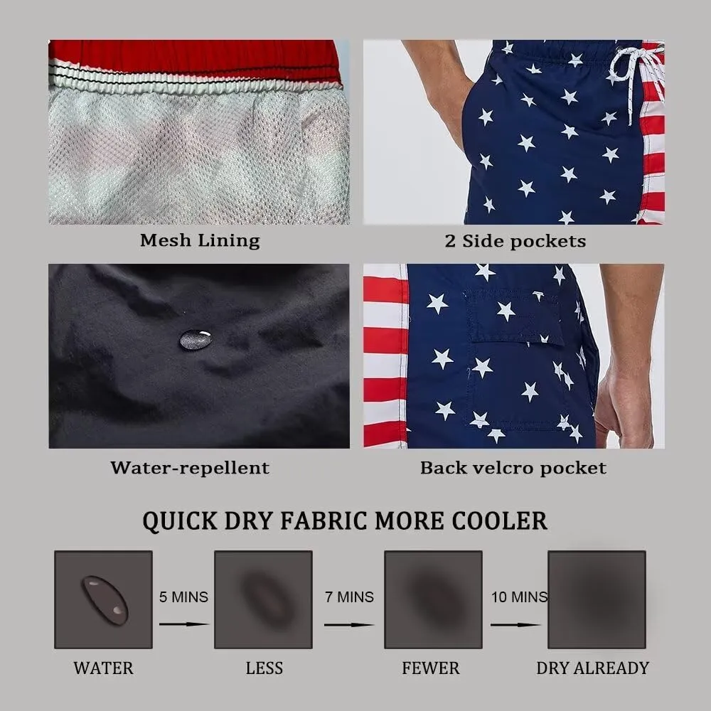 Men Swim Trunks Board Shorts with Mesh Lining Bathing Suits for Beach Swimwear Swimming