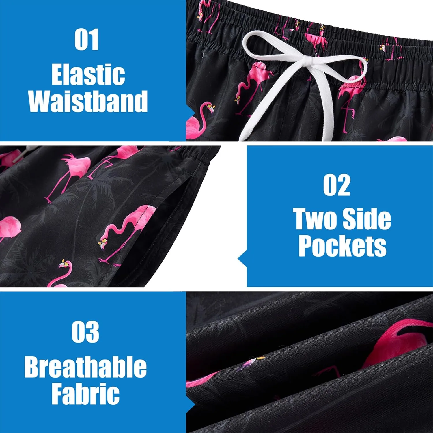Men Swim Trunks with Compression Liner Men's 2 in 1 Bathing Suits 7 Inch Hawaiian Board Shorts
