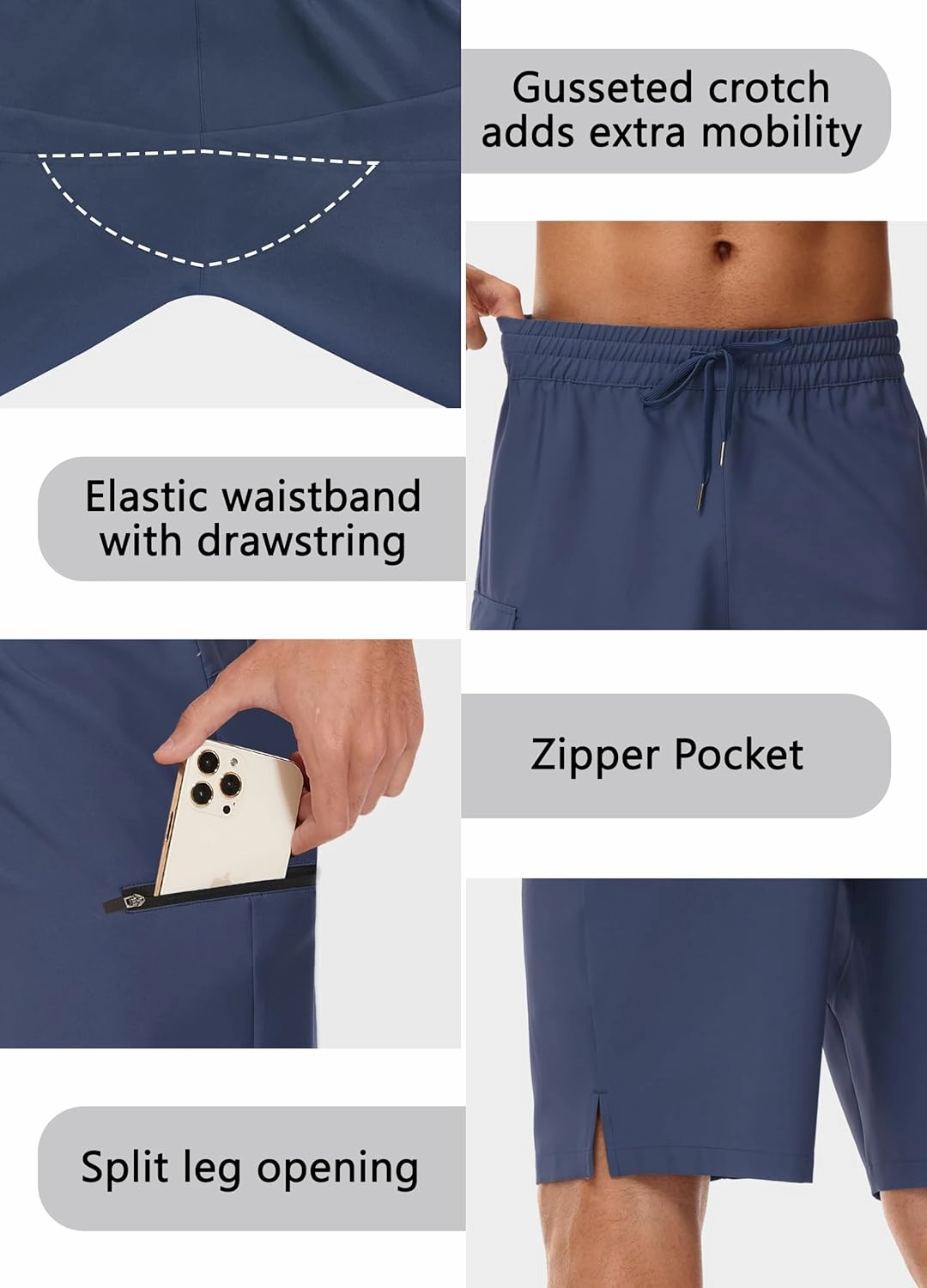 Men's 9" Swim Trunks No Liner - Quick Dry Long Board Shorts Bathing Suit Surf Beach Shorts with Zipper Pockets UPF50 