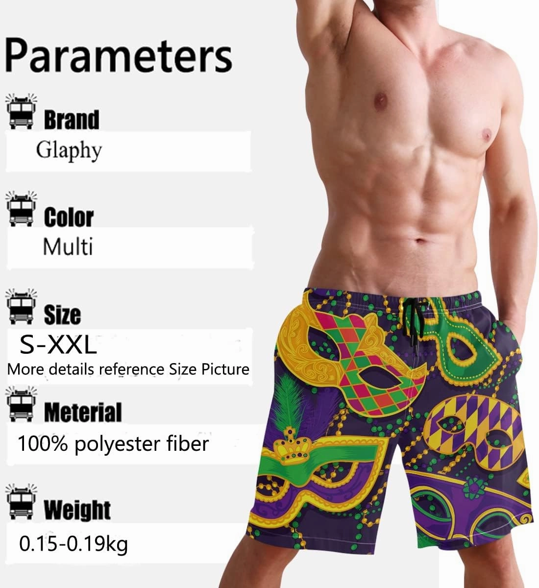 Men's Beach Shorts Swim Trunks Quick Dry Swim Shorts for Men