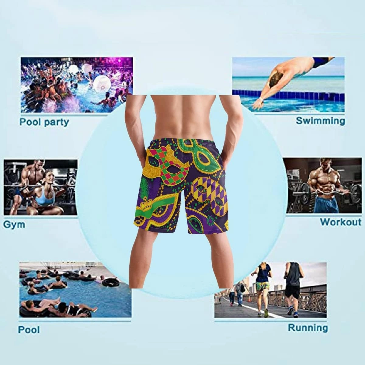 Men's Beach Shorts Swim Trunks Quick Dry Swim Shorts for Men