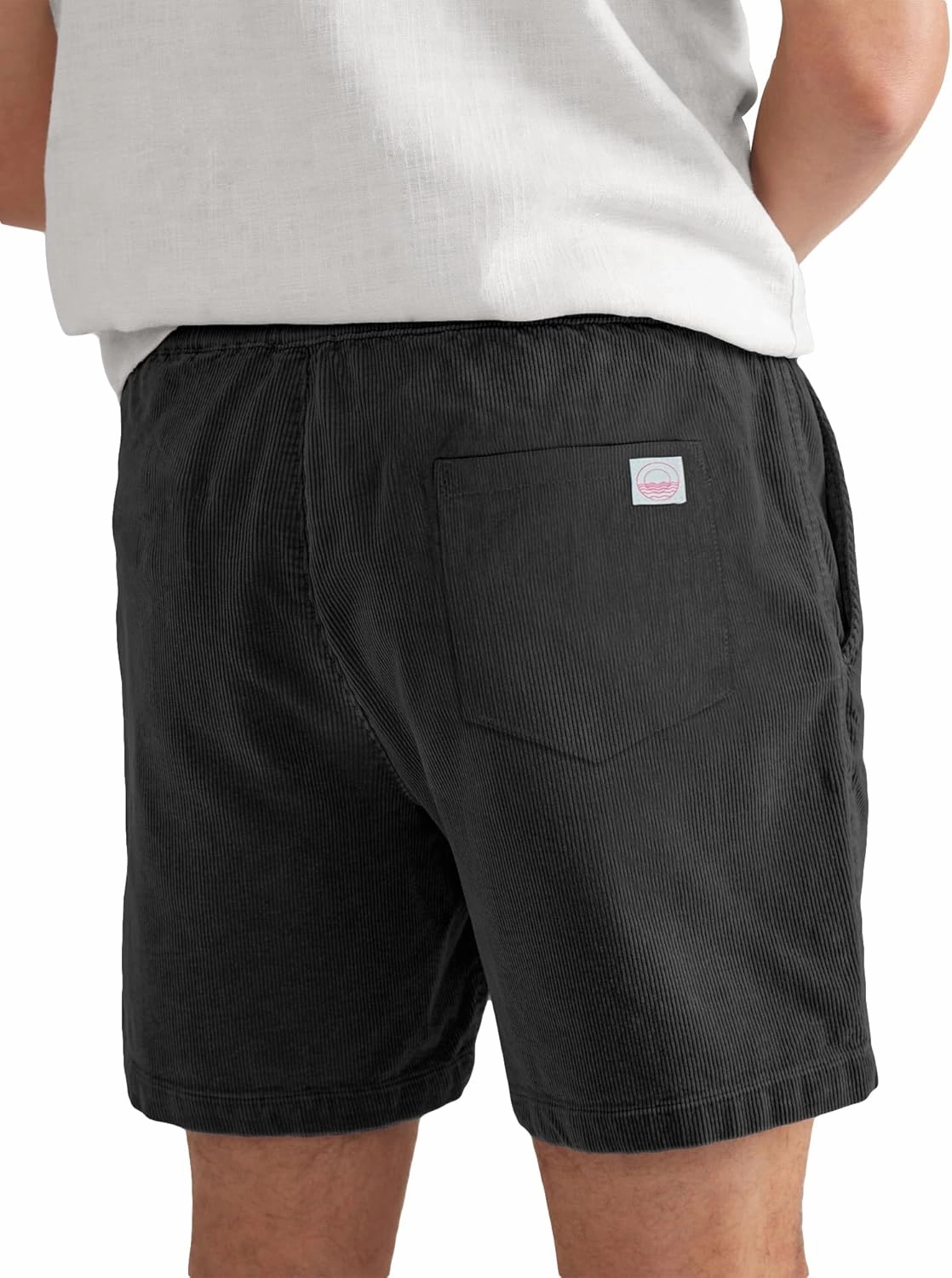 Men's Corduroy Shorts 5 Inch Inseam Drawstring Elastic Waist Lightweight Casual Summer Beach Shorts with Pocket