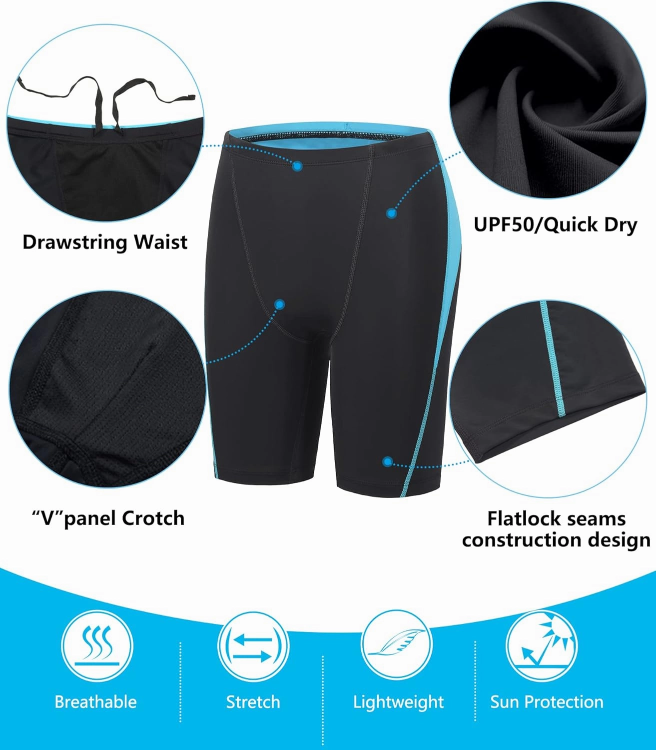 Men's Swim Jammers Competitive Athletic Swim Team Suit Training Endurance Racing Quick Dry Swimming Shorts UPF 50