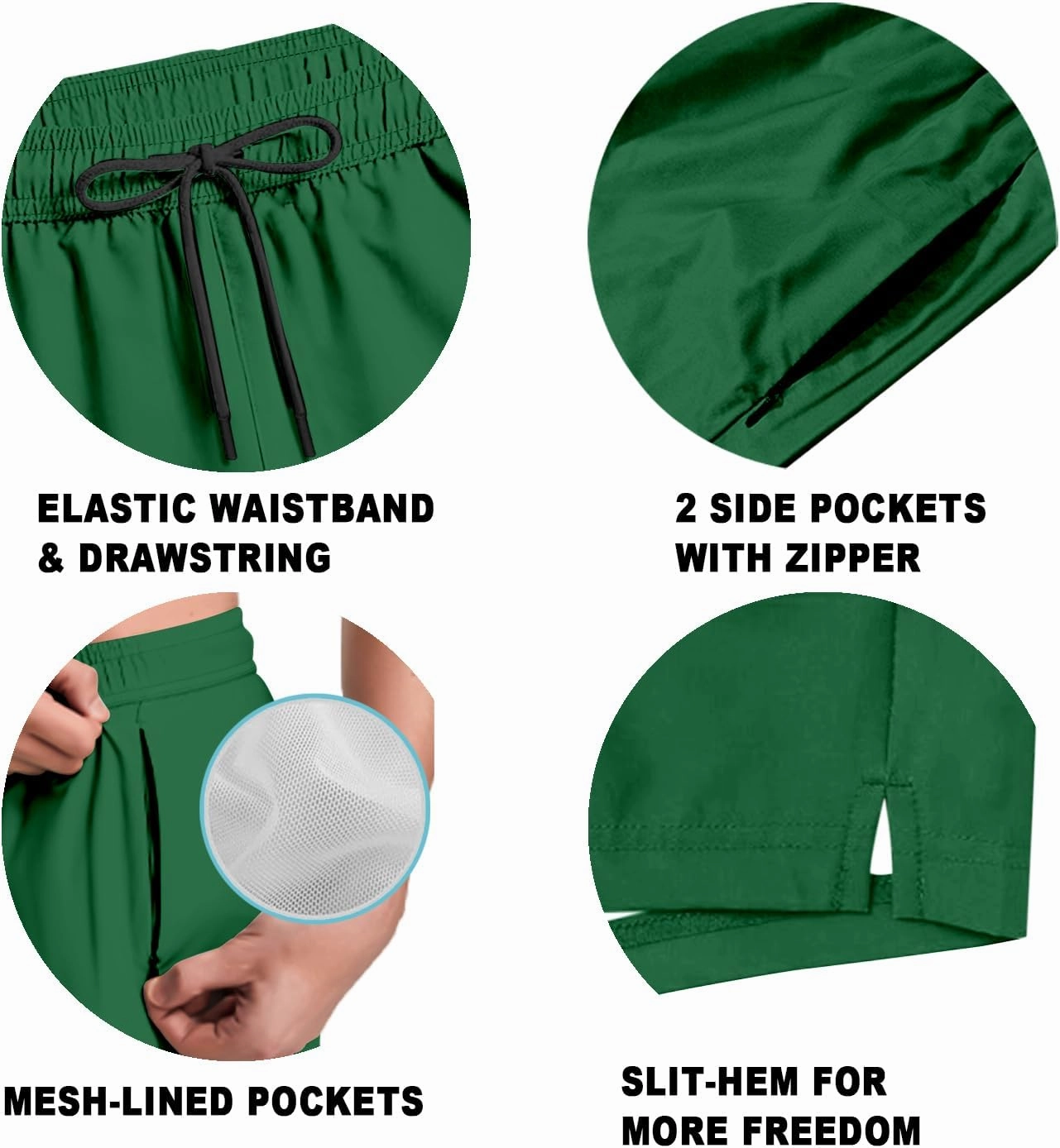 Men's Swim Trunk 5" with Compression Liner 5 Inch Quick Dry Board Shorts Zipper Pocket