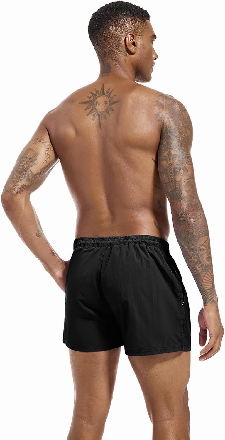 Men's Swim Trunk Quick Dry Solid 3"" in Inseam Swimwear Bathing Suit with Mesh Lining Beach Shorts