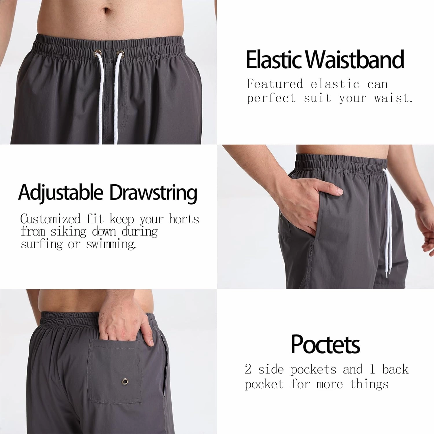 Men's Swim Trunks 5 Inch Quick Dry Board Shorts Mesh Lining Swimming Trunks Beach Shorts for Men Bathing Suits