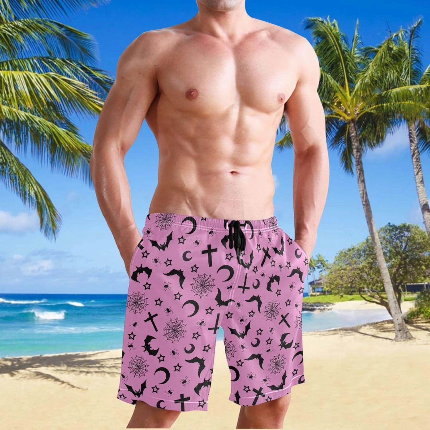 Men's Swim Trunks Board Shorts Quick Dry Swimsuit Swimwear Holiday Party Bathing Suit