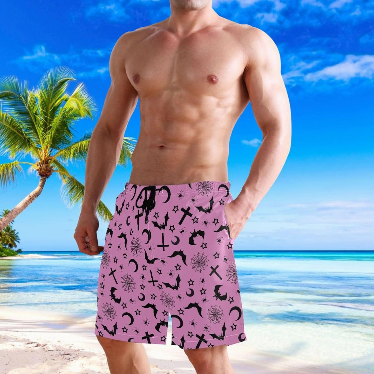 Men's Swim Trunks Board Shorts Quick Dry Swimsuit Swimwear Holiday Party Bathing Suit