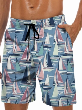 Men's Swim Trunks Hawaiian Bathing Mesh Lining Suit Swimsuits Beach Shorts with Pockets