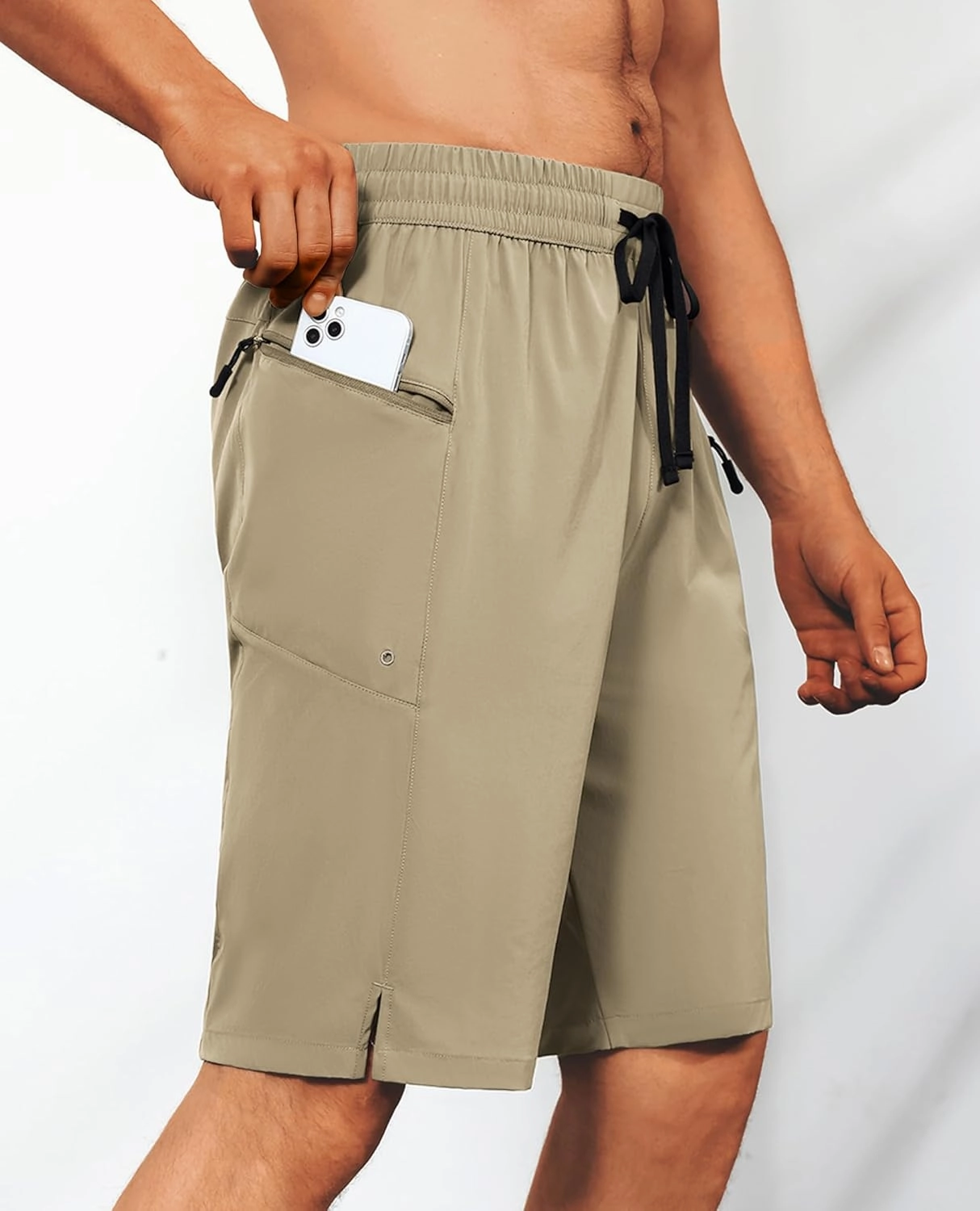 Men's Swim Trunks Quick Dry Beach Shorts with Zipper Pockets, UPF 50 , Swimming, Surfing, Outdoor - No Mesh Liner