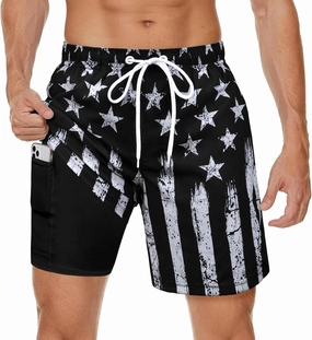 Men's Swim Trunks with Compression Liner Bathing Suits Swimwear Swimming Board Beach Shorts 7 Quick Dry Swimsuit