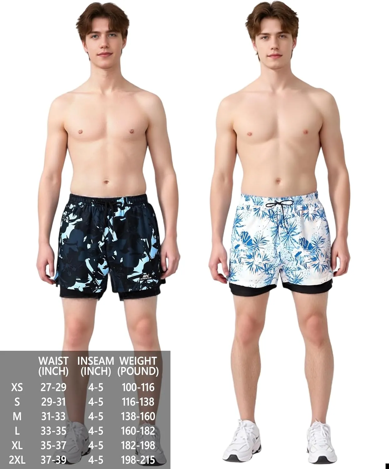 Men's 5" Swim Trunks Quick-Dry Anti Exposure Board Shorts Double Layer with Vibrant Prints for Surfing Gym Swimming