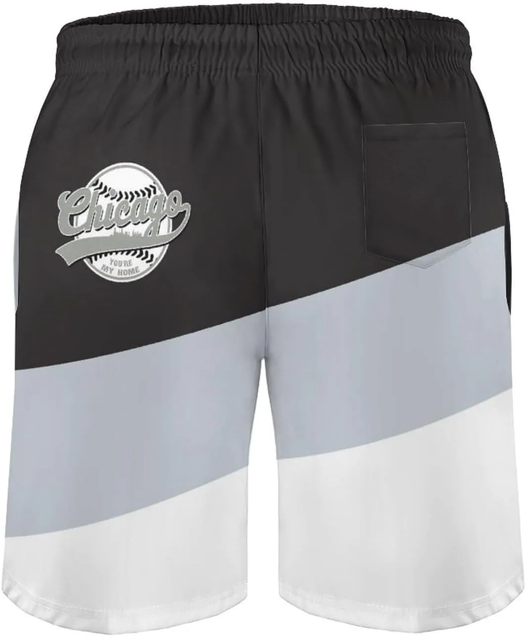 Men's Baseball Beach Shorts Casual Surf Swim Trunks Beachwear Fans Summer Quick Dry Board Shorts Pants Gifts with Pockets