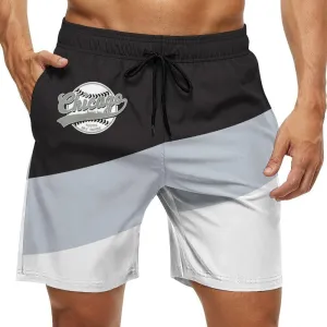 Men's Baseball Beach Shorts Casual Surf Swim Trunks Beachwear Fans Summer Quick Dry Board Shorts Pants Gifts with Pockets