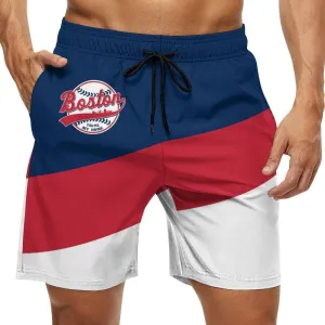 Men's Baseball Beach Shorts Casual Surf Swim Trunks Beachwear Fans Summer Quick Dry Board Shorts Pants Gifts with Pockets