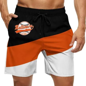 Men's Baseball Beach Shorts Casual Surf Swim Trunks Beachwear Fans Summer Quick Dry Board Shorts Pants Gifts with Pockets