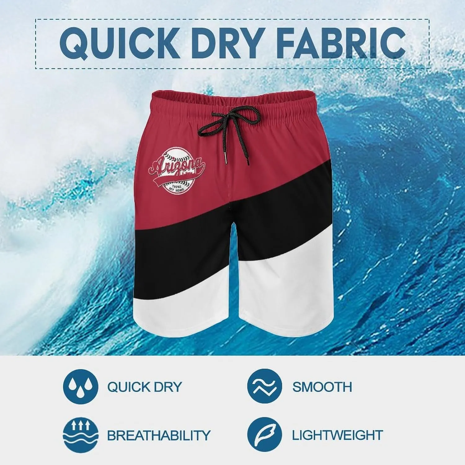Men's Baseball Beach Shorts Casual Surf Swim Trunks Beachwear Fans Summer Quick Dry Board Shorts Pants Gifts with Pockets