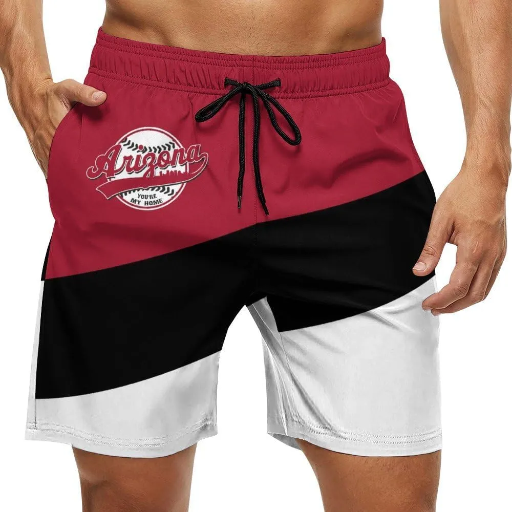 Men's Baseball Beach Shorts Casual Surf Swim Trunks Beachwear Fans Summer Quick Dry Board Shorts Pants Gifts with Pockets