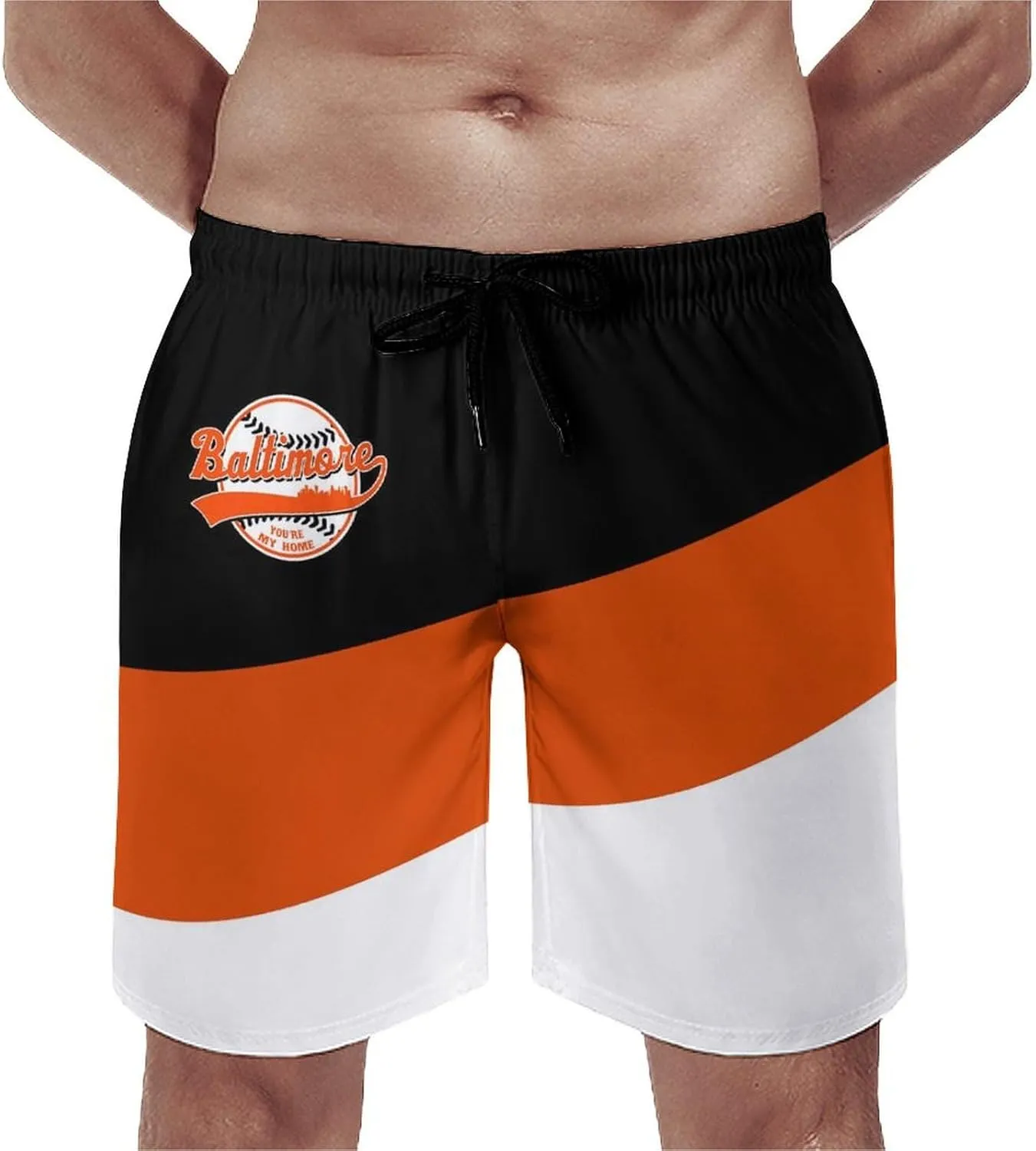 Men's Baseball Beach Shorts Casual Surf Swim Trunks Beachwear Fans Summer Quick Dry Board Shorts Pants Gifts with Pockets