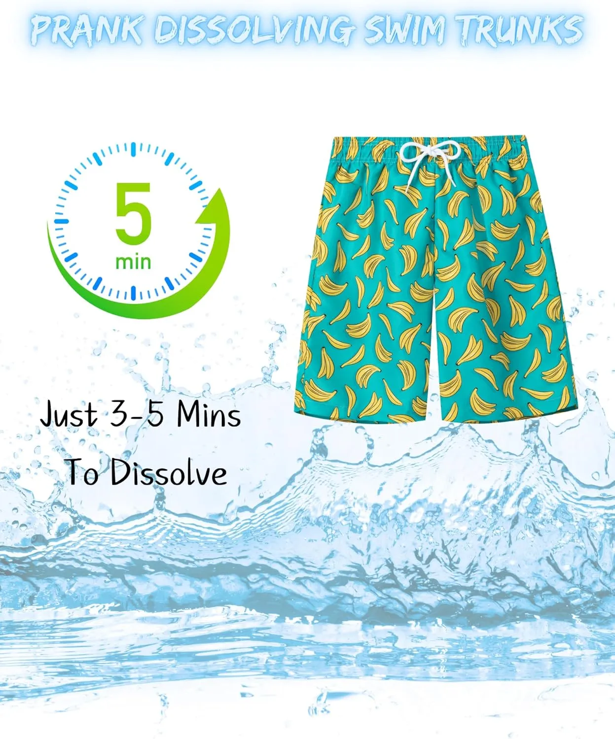 Mens Dissolving Swim Trunks Prank Shorts, Dissolvable Bathing Suit, Funny Bachelor Beach Party Gag Gift for Brother Boyfriend