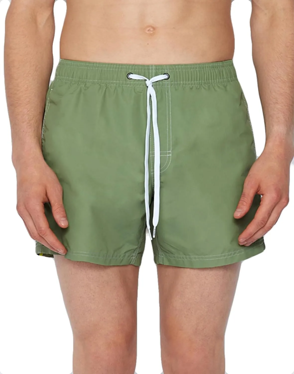 Mens Elastic Waist Boardshort, Swim Trunks 14" Length 5" Inseam