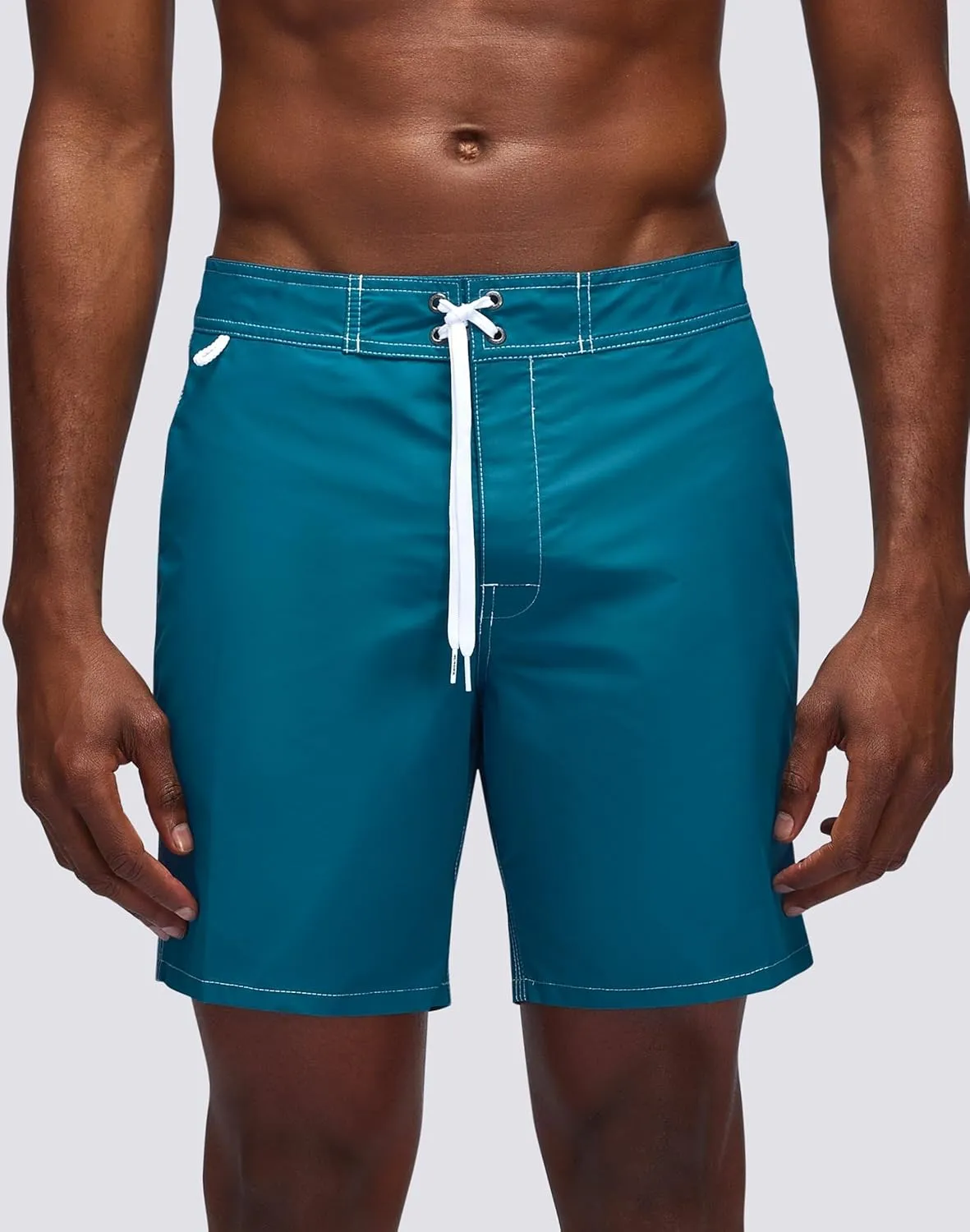 Mens Fixed Waist Boardshort, Swim Trunks 16" Length 7.5" Inseam