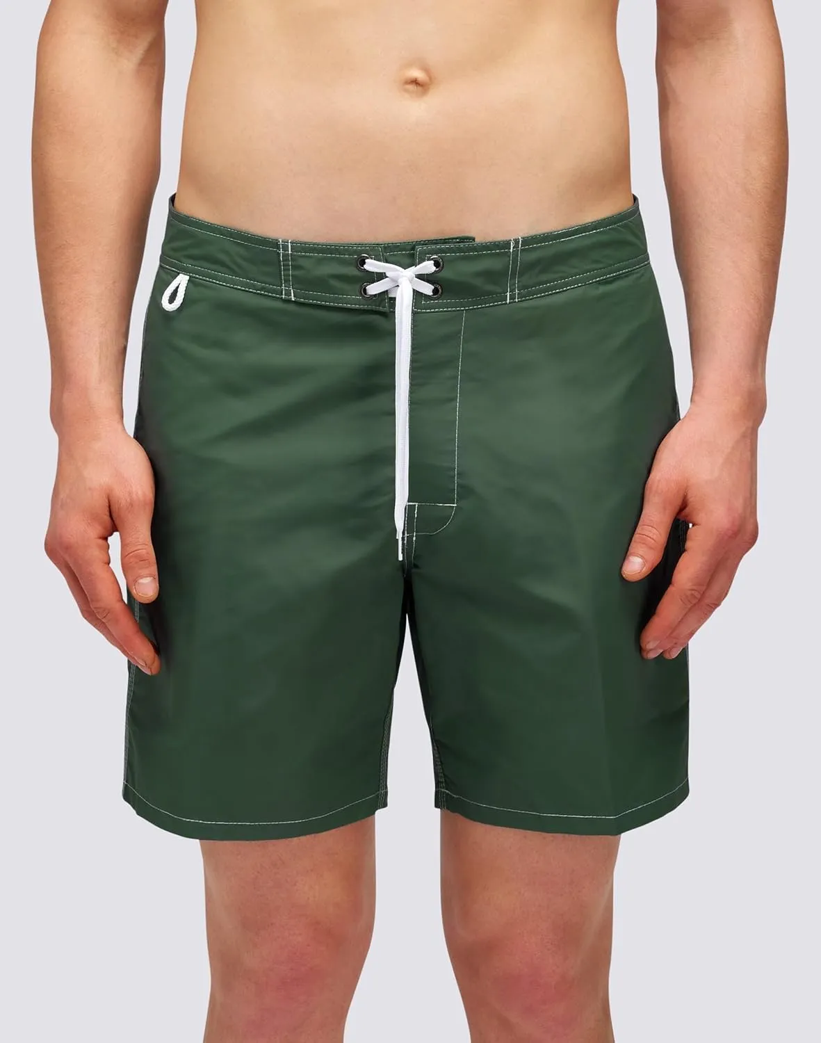 Mens Fixed Waist Boardshort, Swim Trunks 16" Length 7.5" Inseam