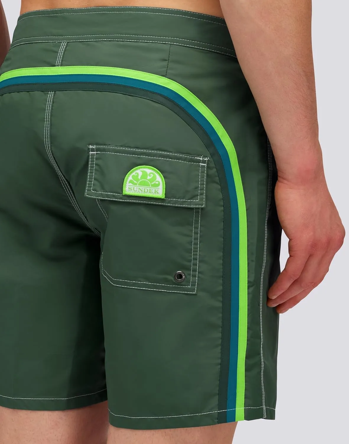 Mens Fixed Waist Boardshort, Swim Trunks 16" Length 7.5" Inseam