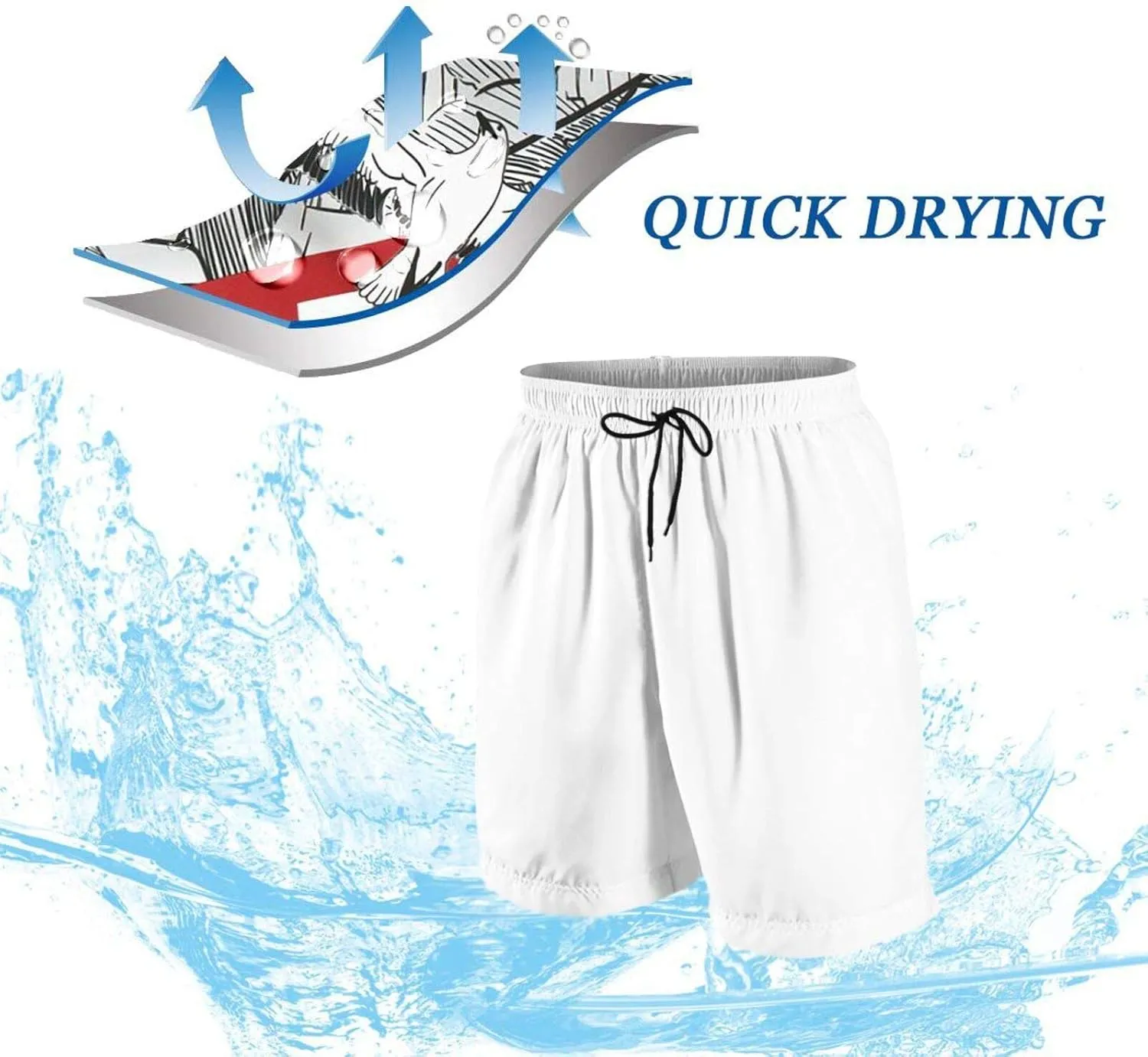 Mens Quick Dry Swim Trunks with Mesh Lining, Summer Surf Long Beach Pants Board Shorts Bathing Suits