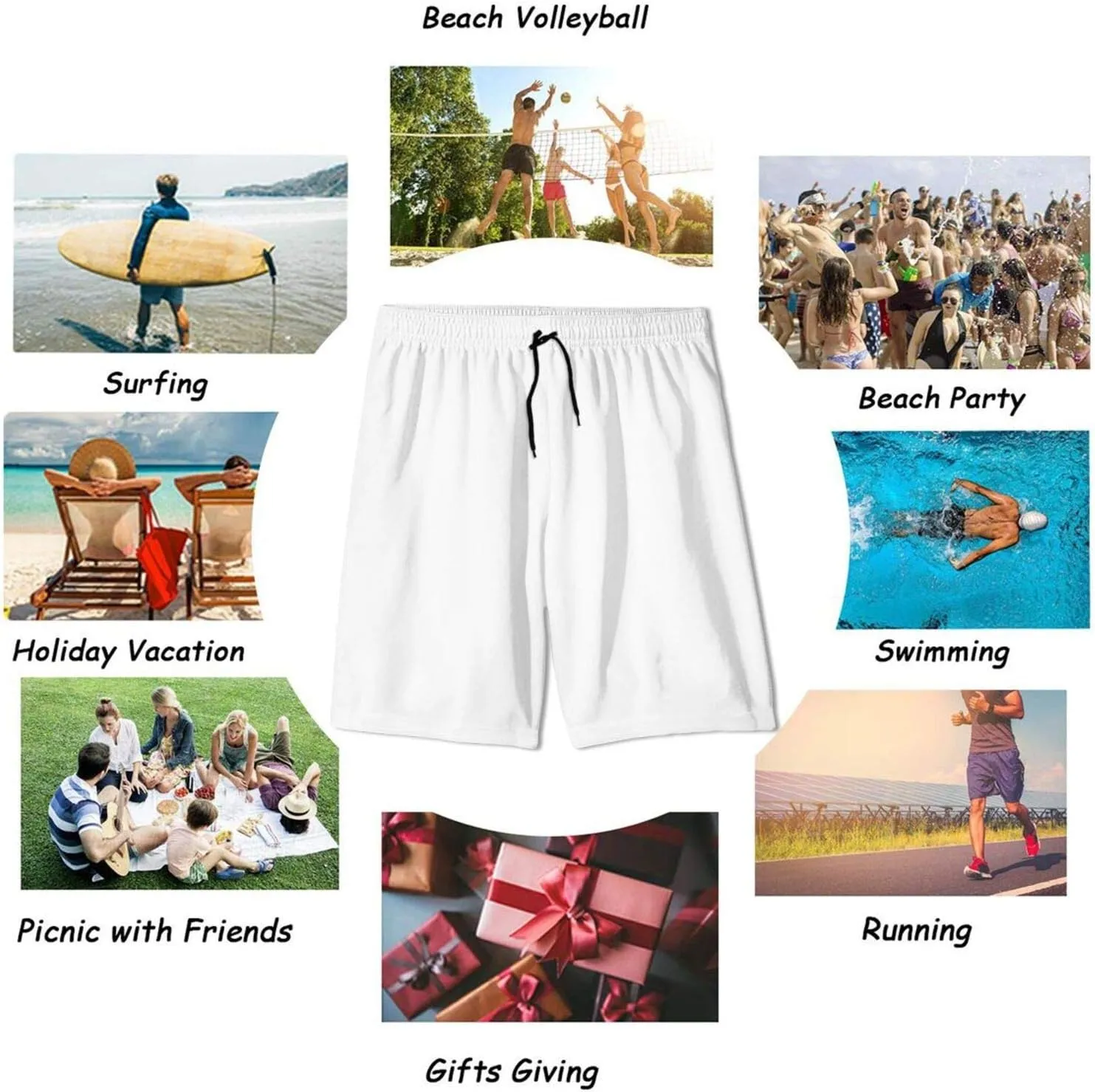 Mens Quick Dry Swim Trunks with Mesh Lining, Summer Surf Long Beach Pants Board Shorts Bathing Suits