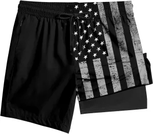 Men's Swim Trunk 5" with Compression Liner 5 Inch Quick Dry Board Shorts Zipper Pocket