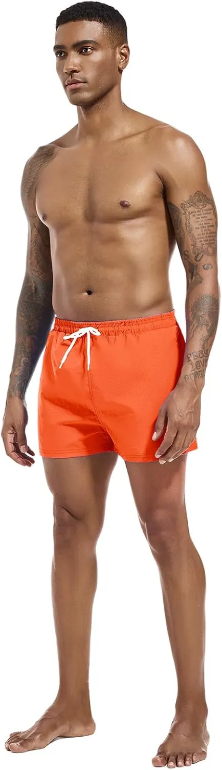 Men's Swim Trunk Quick Dry Solid 3"" in Inseam Swimwear Bathing Suit with Mesh Lining Beach Shorts