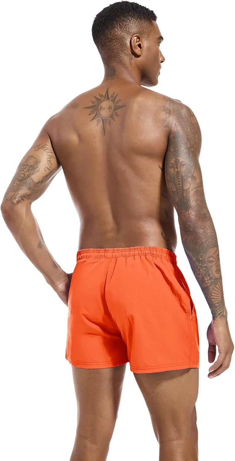 Men's Swim Trunk Quick Dry Solid 3"" in Inseam Swimwear Bathing Suit with Mesh Lining Beach Shorts