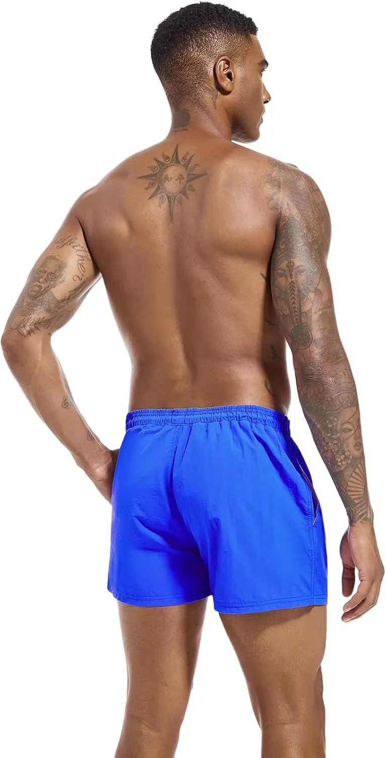 Men's Swim Trunk Quick Dry Solid 3"" in Inseam Swimwear Bathing Suit with Mesh Lining Beach Shorts