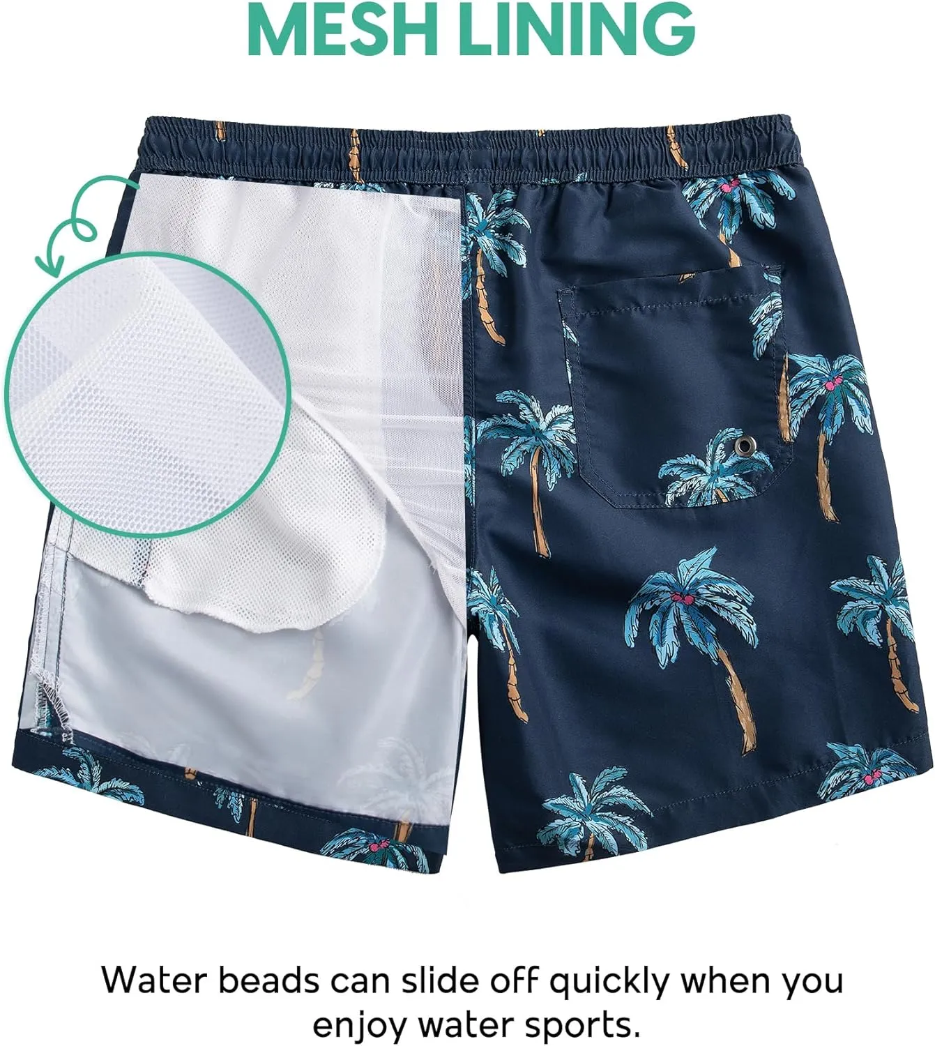 Mens Swim Trunks 7" Quick Dry Bathing Suits with Mesh Lining Printed Shorts Swimwear