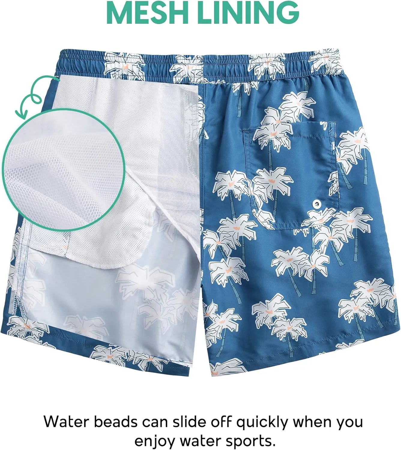 Mens Swim Trunks 7" Quick Dry Bathing Suits with Mesh Lining Printed Shorts Swimwear