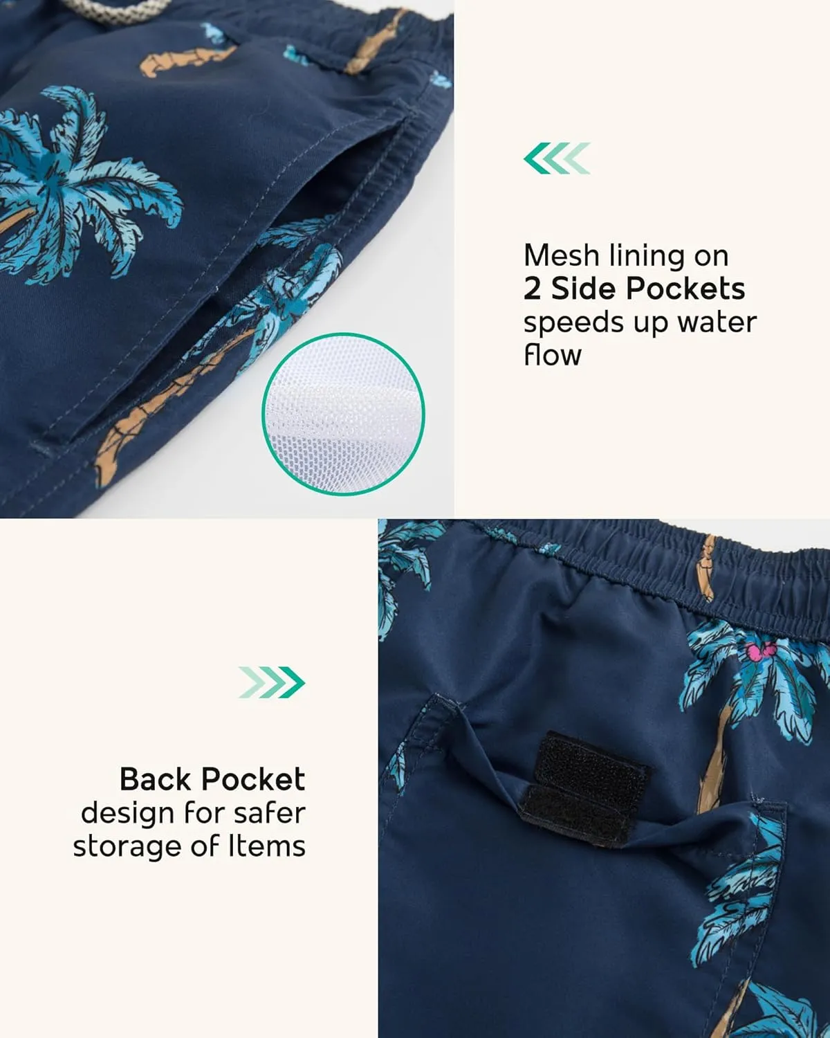 Mens Swim Trunks 7" Quick Dry Bathing Suits with Mesh Lining Printed Shorts Swimwear