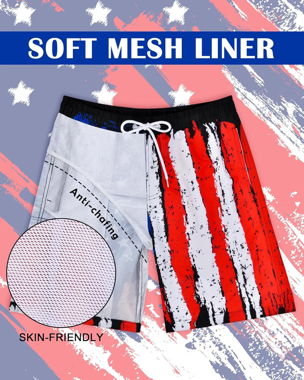 Mens Swim Trunks Bathing Suit 9" Board Shorts Quick Dry Swim Shorts Men Swimwear Mesh Lining Beach Swimsuit