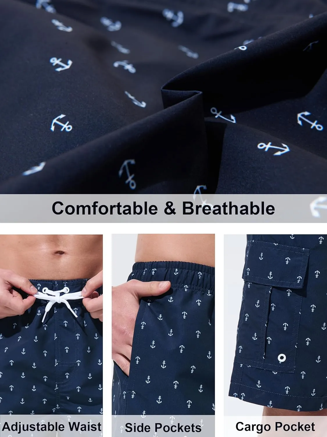 Mens Swim Trunks Board Shorts Swim Shorts Quick Dry 9 Inch Beach Swimwear