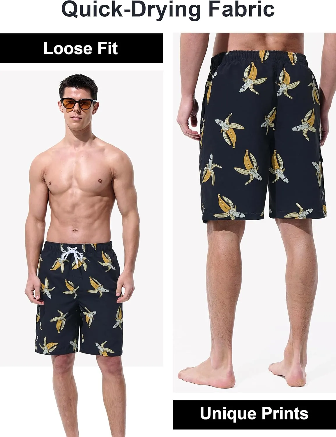 Mens Swim Trunks Board Shorts Swim Shorts Quick Dry 9 Inch Beach Swimwear