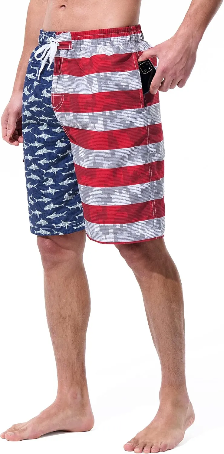 Mens Swim Trunks Board Shorts Swim Shorts Quick Dry 9 Inch Beach Swimwear