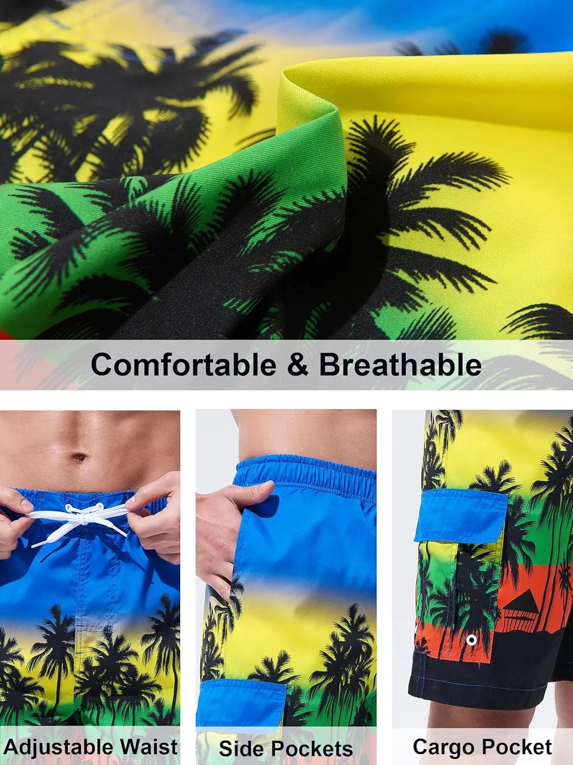 Mens Swim Trunks Board Shorts Swim Shorts Quick Dry 9 Inch Beach Swimwear