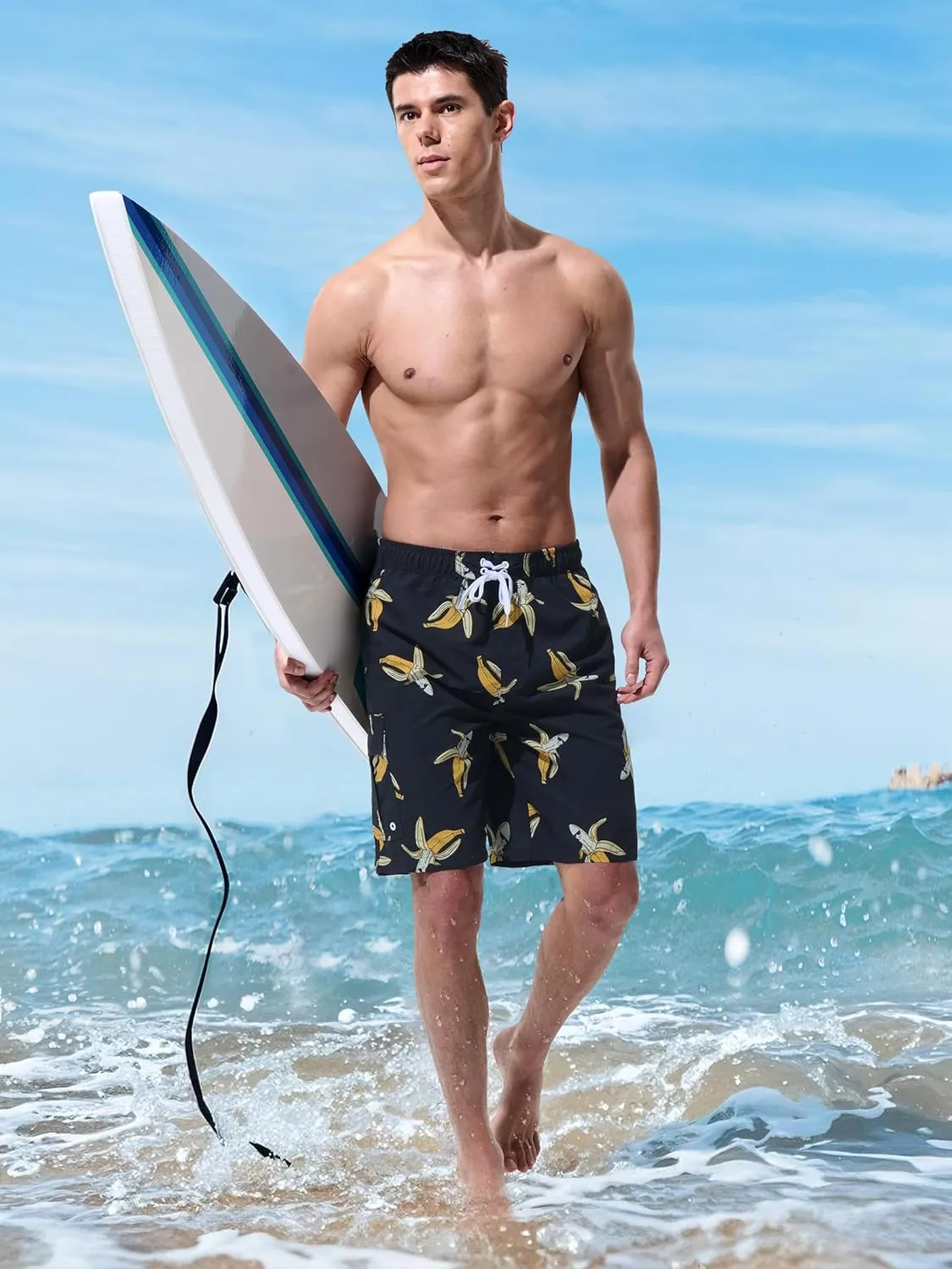 Mens Swim Trunks Board Shorts Swim Shorts Quick Dry 9 Inch Beach Swimwear