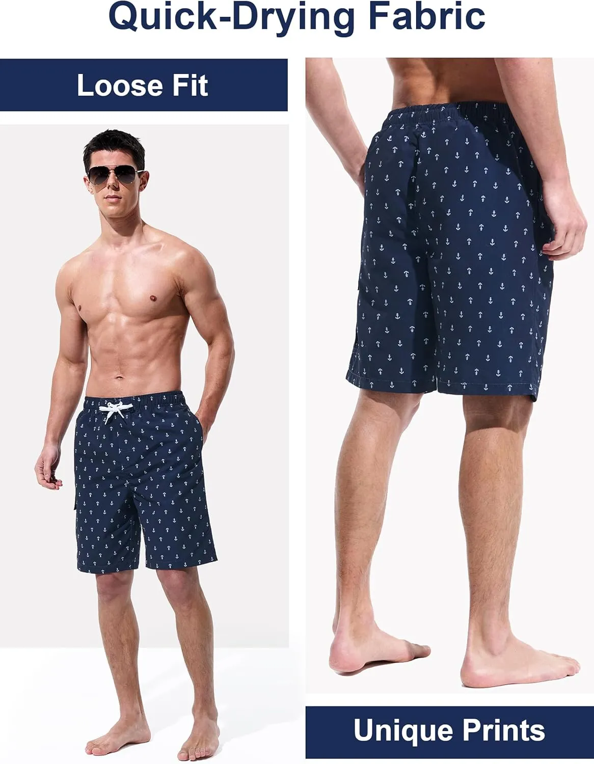 Mens Swim Trunks Board Shorts Swim Shorts Quick Dry 9 Inch Beach Swimwear
