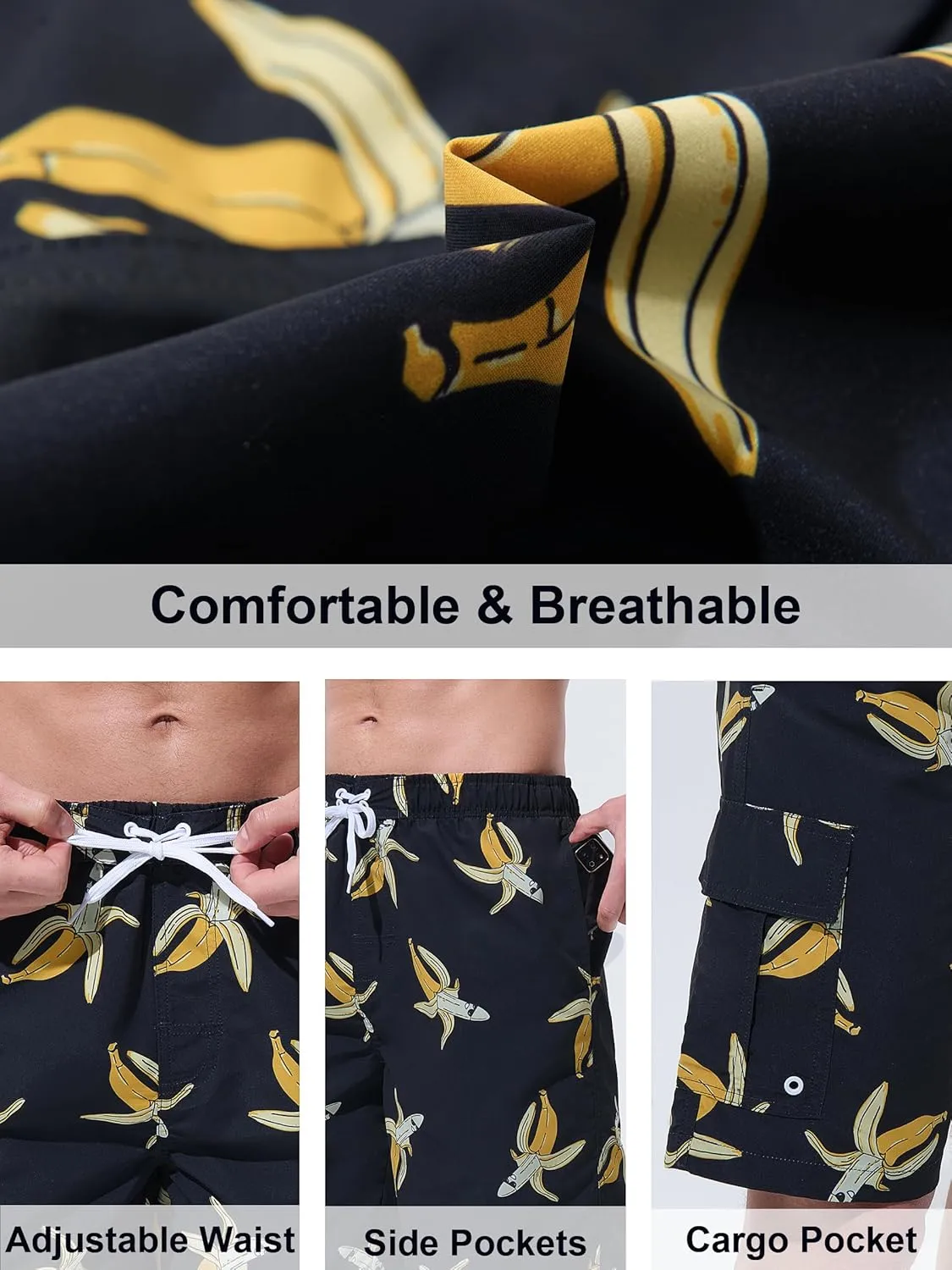 Mens Swim Trunks Board Shorts Swim Shorts Quick Dry 9 Inch Beach Swimwear