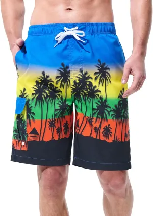 Mens Swim Trunks Board Shorts Swim Shorts Quick Dry 9 Inch Beach Swimwear