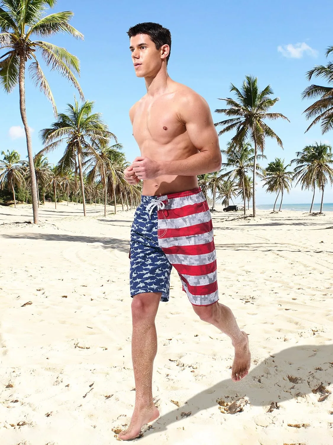 Mens Swim Trunks Board Shorts Swim Shorts Quick Dry 9 Inch Beach Swimwear