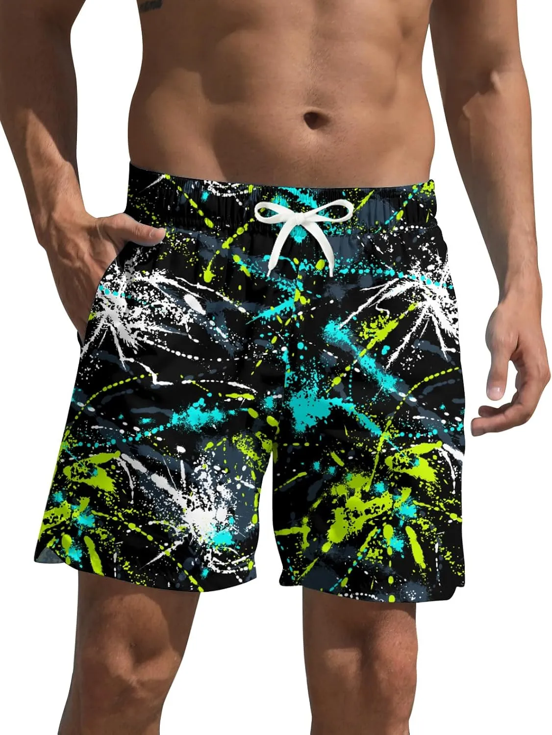Mens Swim Trunks Quick Dry Beach Shorts Summer Boardshorts with Mesh Lining