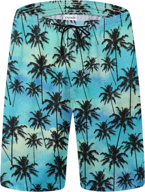 Mens Swim Trunks Quick Dry Board Shorts with Mesh Lining, Breathable Fit Print Beach Shorts Swimwear Bathing Suits